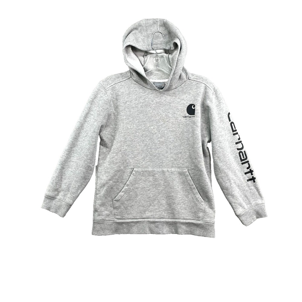 Carhartt Hoodie Boys Medium 10-12 Gray Workwear Outdoors Gorpcore Camping Gym